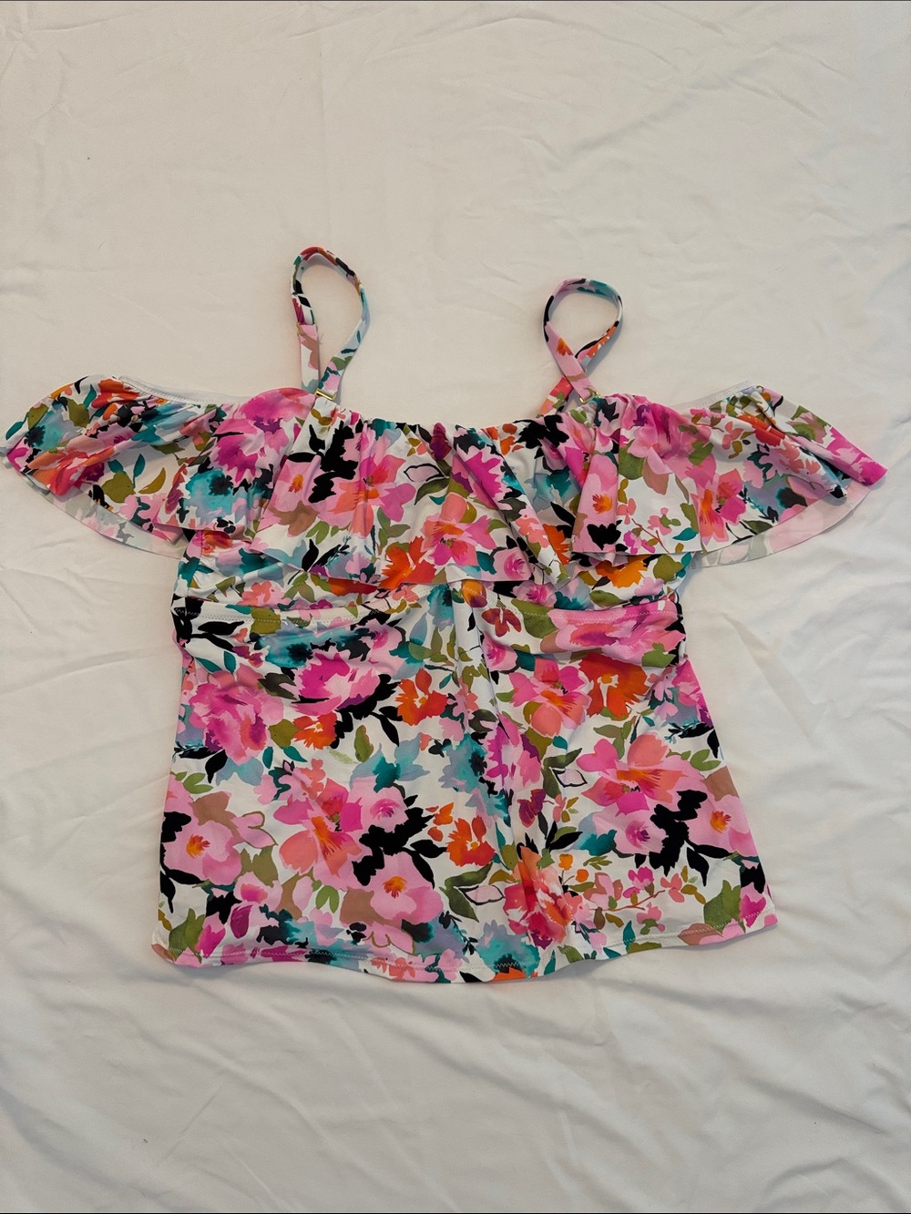 Floral Off-Shoulder Spaghetti Strap Camisole - Pink Multi
